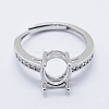 Anti-Tarnish Rhodium Plated 925 Sterling Silver Finger Ring Components STER-G027-18P-2
