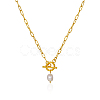 Minimalist Imitation Pearl Rice Pendant Stainless Steel PaPerclip Chain Necklaces for Everyday Women's Wear OX8079-2-2