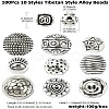 100Pcs 10 Styles Tibetan Style Alloy Beads FIND-CJ0003-19-8