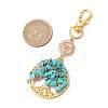 Synthetic Turquoise Chips Beads & Alloy Tree of Life Pendant Decorations HJEW-JM03129-03-3