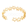 Brass Micro Pave Clear Cubic Zirconia Open Cuff Bangles for Women BJEW-S147-10G-A-3