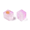 Frosted Glass Beads with Golden Glitter Powder DGLA-NH001-6mm-01I-2