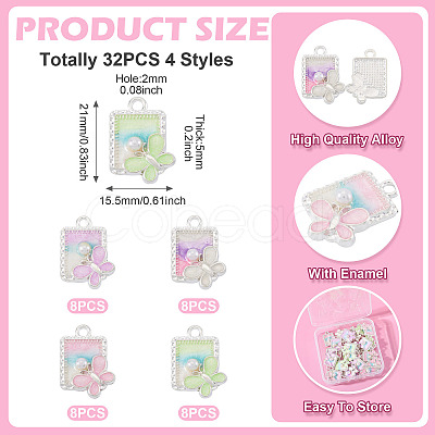 32Pcs 4 Colors Alloy Enamel Pendants FIND-TA0008-76B-1