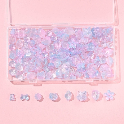120Pcs 8 Styles Transparent Spray Paint Glass Beads GLAA-FS0002-26-1