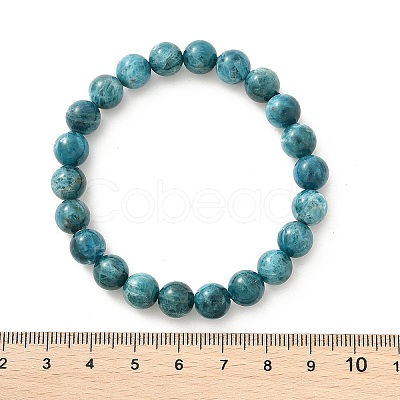 Natural Apatite Round Round Beaded Stretch Bracelets BJEW-G697-01A-1