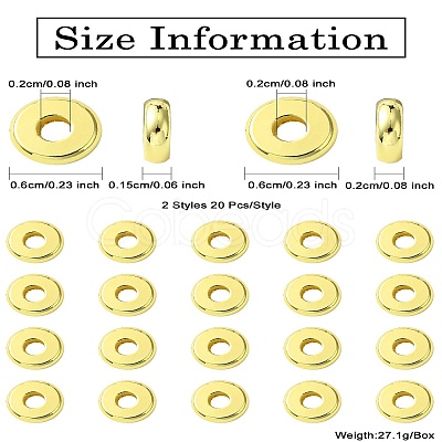 40Pcs 2 Styles Brass Spacer Beads KK-CJ0002-21-1