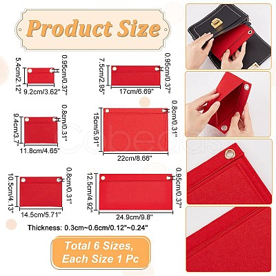6Pcs 6 Style Wool Felt Bag Organizer Inserts FIND-WR0008-27-1