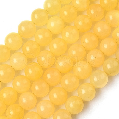 Natural Yellow Jade Bead Strands G-K121-01-8mm-1