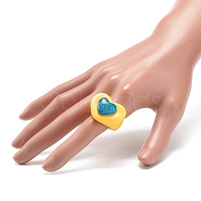 3D Resin Heart Finger Ring RJEW-JR00538-04-1