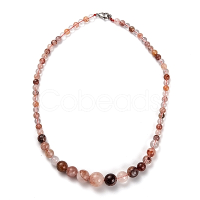 Natural Quartz Graduated Beaded Necklaces & Stretch Bracelets Jewelry Sets SJEW-H304-01B-1