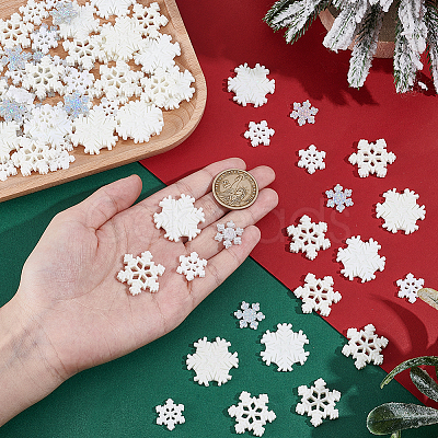 100Pcs 4 Styles Christmas Opaque & Transparent Resin Cabochons RESI-NB0002-15-1