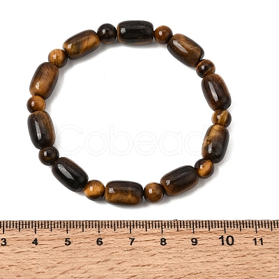Natural Tiger Eye Oval and Round Beaded Stretch Bracelets for Women GG-CBA3F02-13A-1