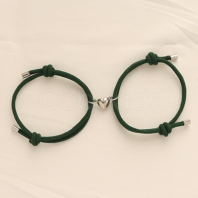 Alloy Heart-shaped Magnetic Braided Rope Bracelets for Couple Girlfriends WG59636-12-1