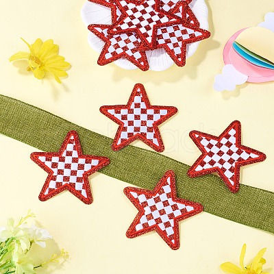 8Pcs Star with Lattice Computerized Embroidery Polyester Iron on/Sew on Patches PATC-TA0001-49B-1