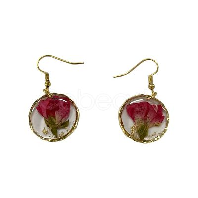 Alloy Epoxy Dried Flower Dangle Earrings FS-WGABF6D-06-1