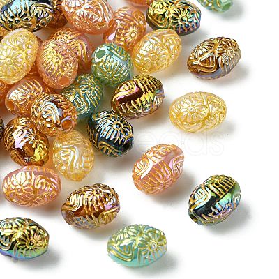 50Pcs Golden Metal Enlaced Opaque Acrylic Beads OACR-CJ0001-78-1