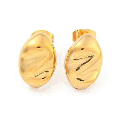 Oval 304 Stainless Steel Ear Studs EJEW-L290-016G-1