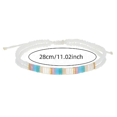 Bohemian Style Glass Seed Bead & Plastic Braided Bead Bracelets QF8968-1-1
