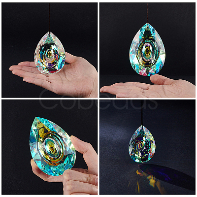1Pc Glass Pendant Decorations AJEW-BBC0002-29-1