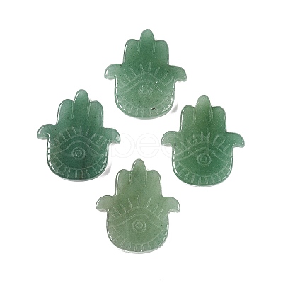 Natural Green Aventurine Hamsa Hand with Eye Figurines DJEW-N003-04H-1