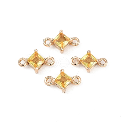 Brass Pave Glass Rhombus Links Connector Charms X1-GLAA-Q088-001D-1