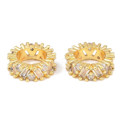 Brass Micro Pave Clear Cubic Zirconia European Beads KK-C142-03G-1