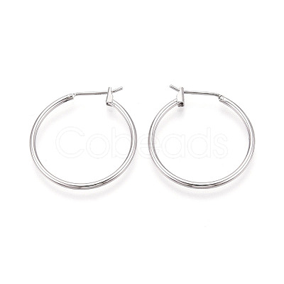 304 Stainless Steel Hoop Earrings EJEW-T048-25C-P-1