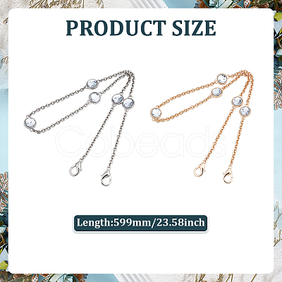 2Pcs 2 Colors Metal Crystal Rhinestone Purse Chains DIY-ME0001-52-1