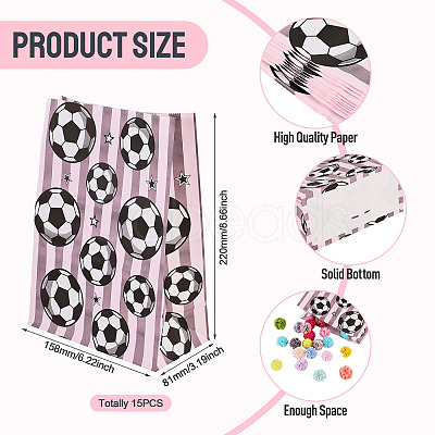 15Pcs Football Print Paper Cady Bags ABAG-TA0002-33A-1