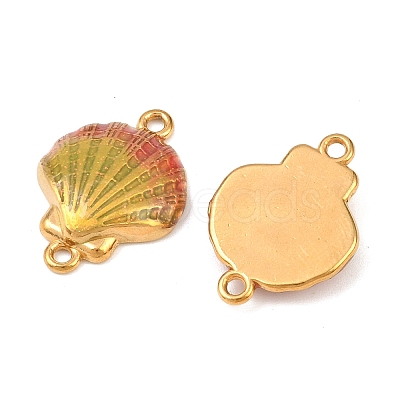 304 Stainless Steel Enamel Shell Shape Connector Charms STAS-C150-07G-1