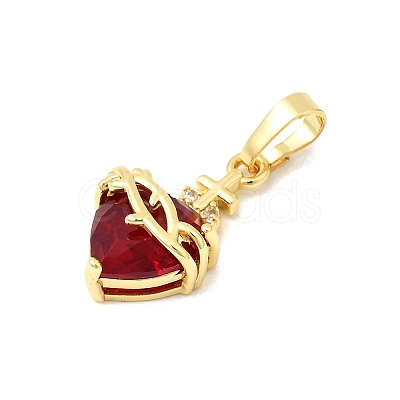 Glass with Brass Micro Pave Cubic Zirconia Pendants KK-P343-06G-1