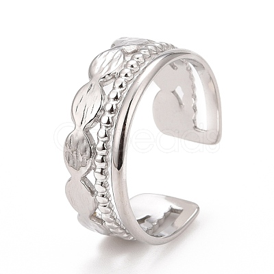 Non-Tarnish 304 Stainless Steel Oval Wrap Open Cuff Ring for Women RJEW-C025-11P-1
