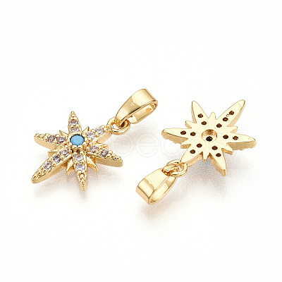 Brass Micro Pave Cubic Zirconia Pendants KK-T070-59B-G-1