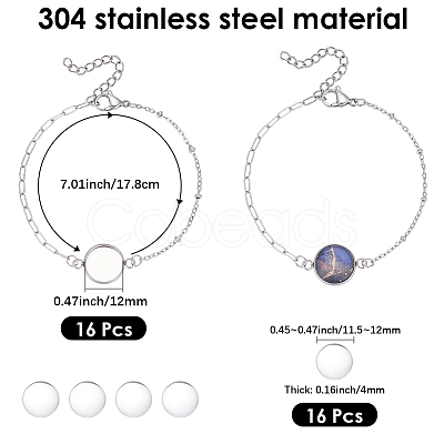 16Pcs 304 Stainless Steel Paperclip Chain Satellite Chain Bracelet Making BJEW-SP0001-32C-1