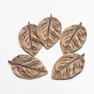 Tibetan Style Alloy Leaf Big Pendants TIBEP-Q040-089AB-NR-1