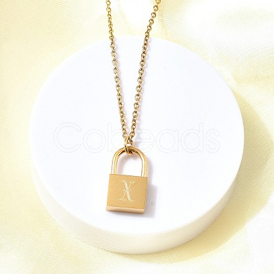 304 Stainless Steel Rolo Chain Pendant Necklaces NJEW-S444-01G-24-1