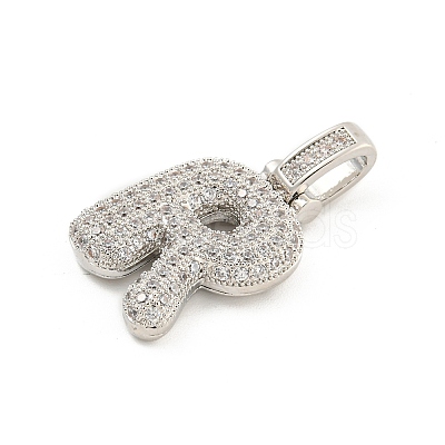 Brass Micro Pave Clear Cubic Zirconia Pendants KK-B099-01P-R-1