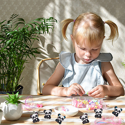 18Pcs 3 Colors Panda Silicone Beads SIL-OC0001-08-1