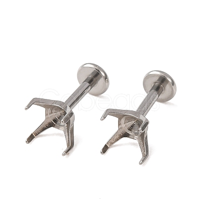 304 Stainless Steel Prong Earring Settings SA-CBA8B85-11D-01-1