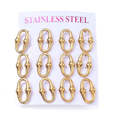 6 Pairs 304 Stainless Steel Stud Earrings EJEW-C180-01G-1