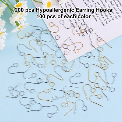 100Pcs 2 Colors 316 Surgical Stainless Steel Earring Hooks JX216A-1
