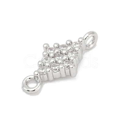 Brass Micro Pave Clear Cubic Zirconia Connector Charms KK-Z094-08P-03-1
