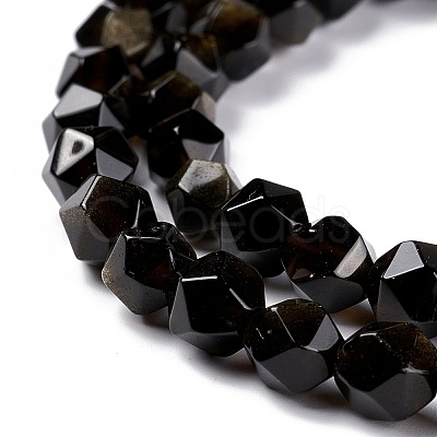 Natural Golden Sheen Obsidian Beads Strands G-C229-01A-1