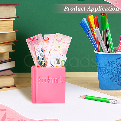 Plastic Book-shaped Bookmark Holder AJEW-WH0609-623A-1