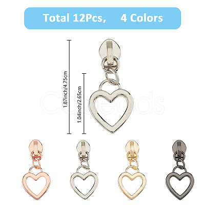 12Pcs 4 Colors Zinc Alloy Replacement Zipper Sliders FIND-FH0009-45-1