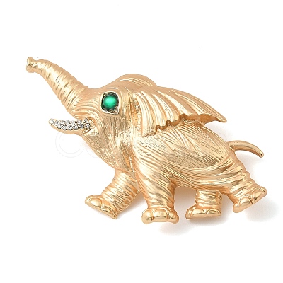 Elephant Rhinestone Brooch Pins JEWB-A041-01G-1