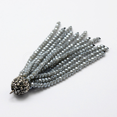 Electroplate Glass Bead Tassel Big Pendants X-EGLA-P023-14-1