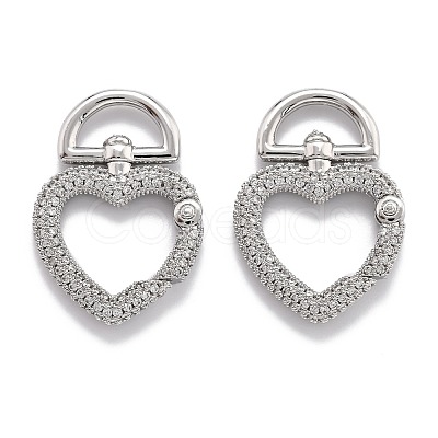 Brass Clear Cubic Zirconia Swivel Clasps ZIRC-O044-01P-1