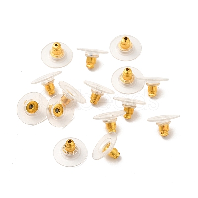 Brass Bullet Clutch Earring Backs X-KK-I057-G-1