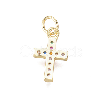 Brass Micro Pave Cubic Zirconia Charms X-ZIRC-I032-64G-1